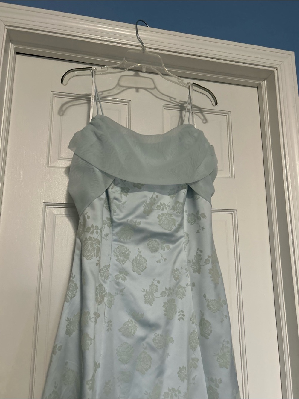 Vintage Y2K Betsy & Adam blue floral burnout jacquard maxi dress prom bridesmaid